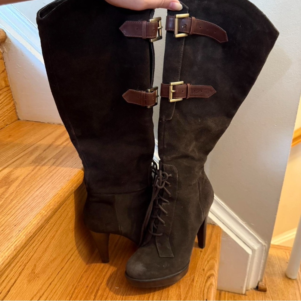 Guess Black Heeled Boots with Buckle Straps